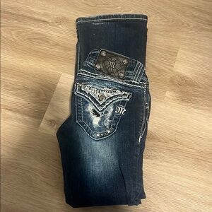 Miss Me Dark Wash Jeans with Patch Details